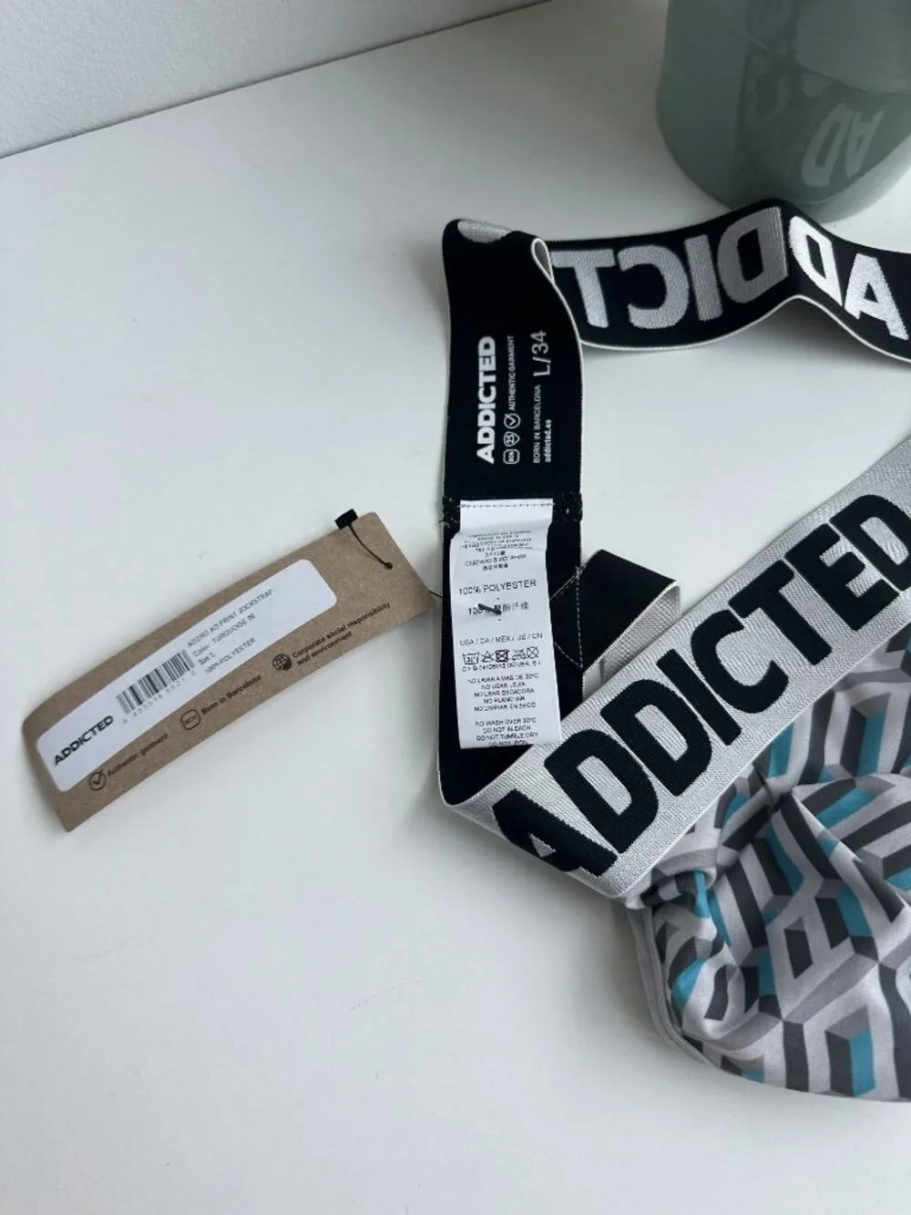 Addicted - AD Print Jockstrap - Turquoise and Gray (L)